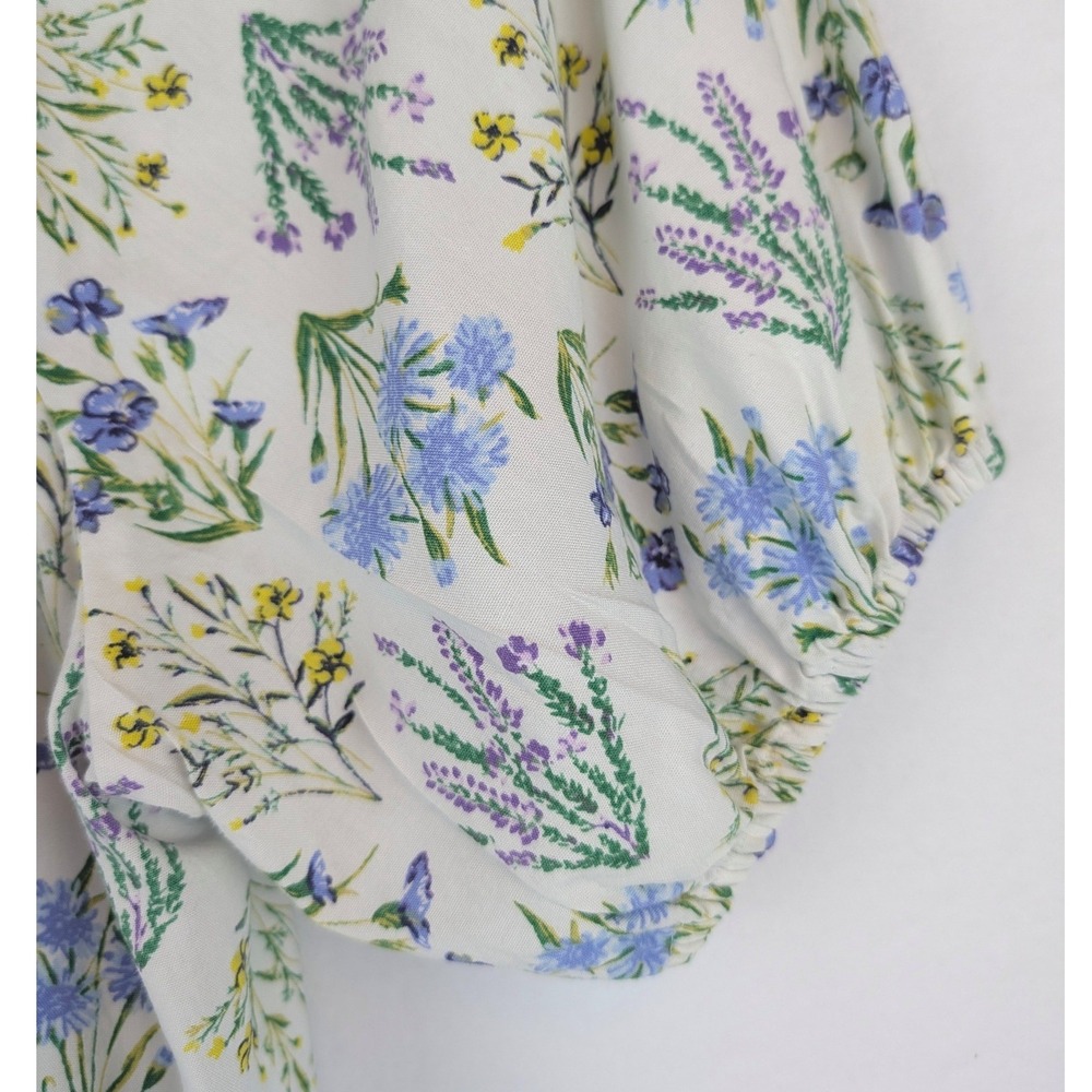 LOFT Blue Floral Dobby Stripe Smocked Puff Sleeve Blouse Top Medium Bundle of 2 - Picture 14 of 16